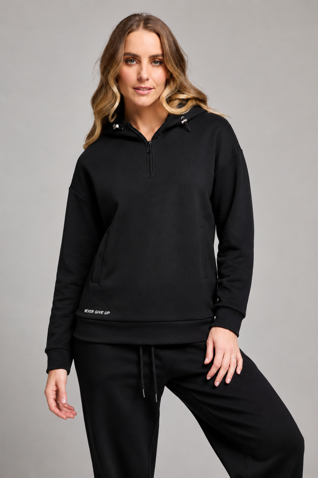 SUDADERA SLIM UNISEX 3207NGRO