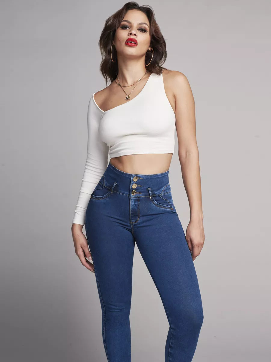 JEANS SÚPER SKINNY CINTURA ALTA PUSH UP 6096ACWA