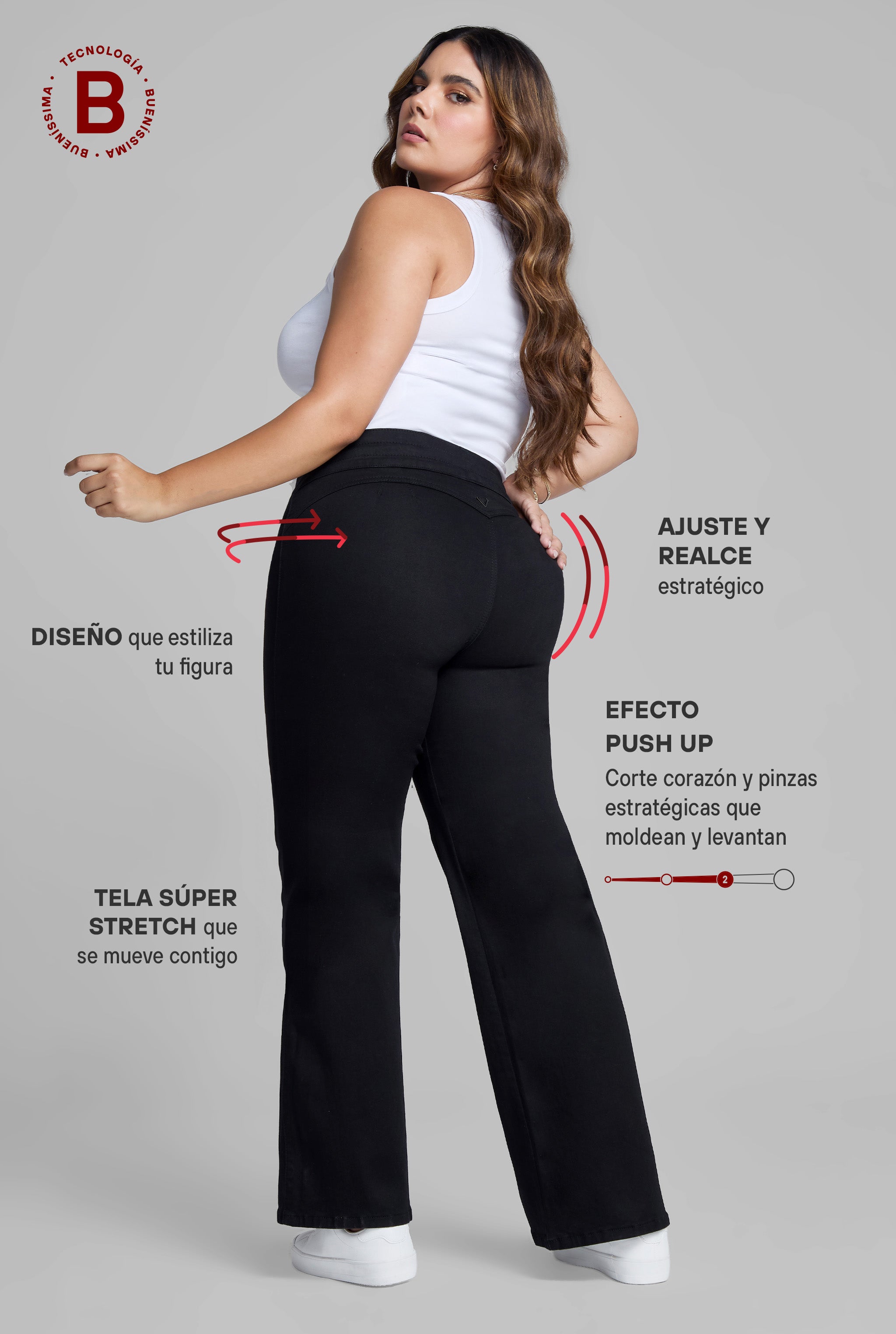 JEANS WIDE LEG 9922NGRO PLUS SIZE
