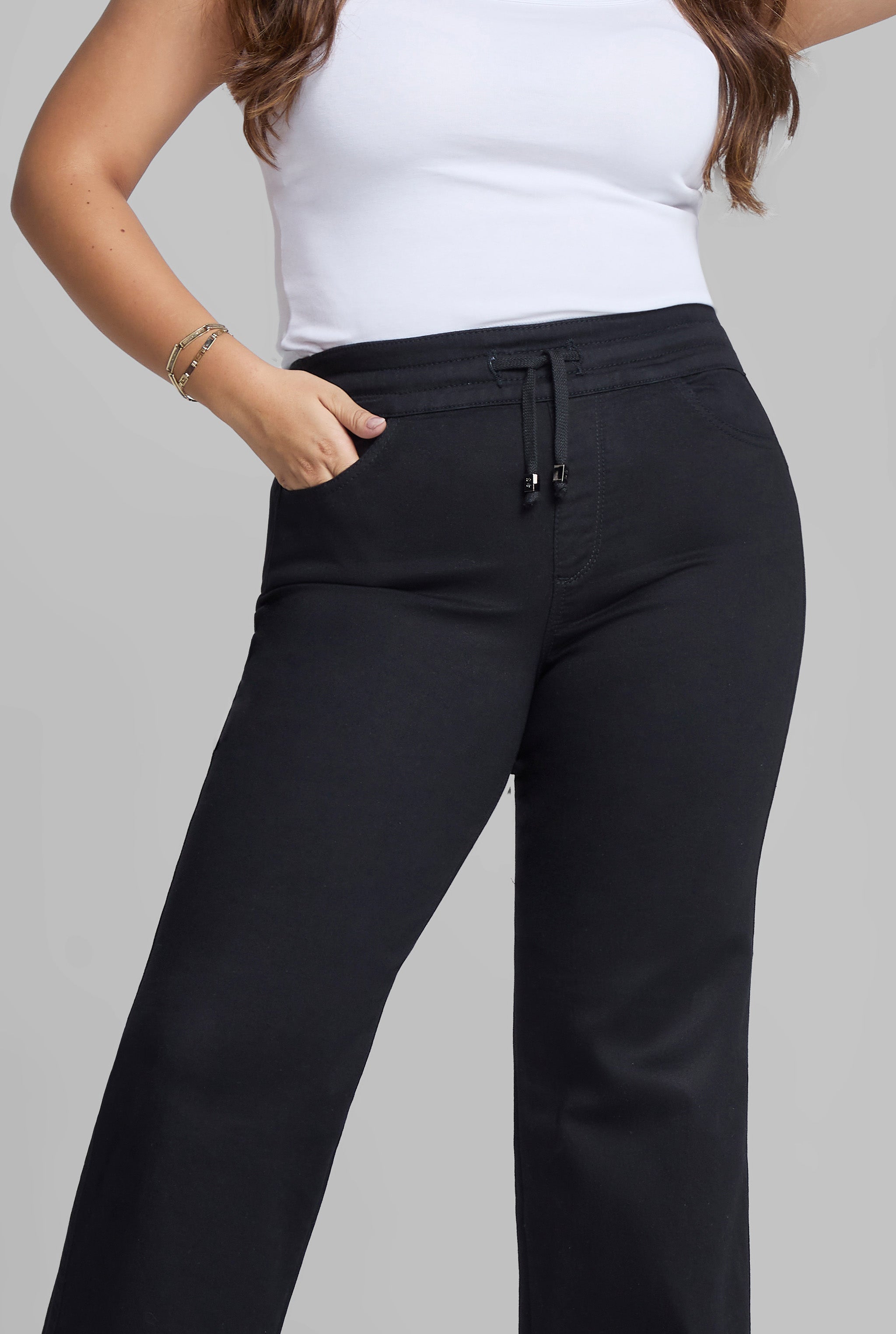 JEANS WIDE LEG 9922NGRO PLUS SIZE
