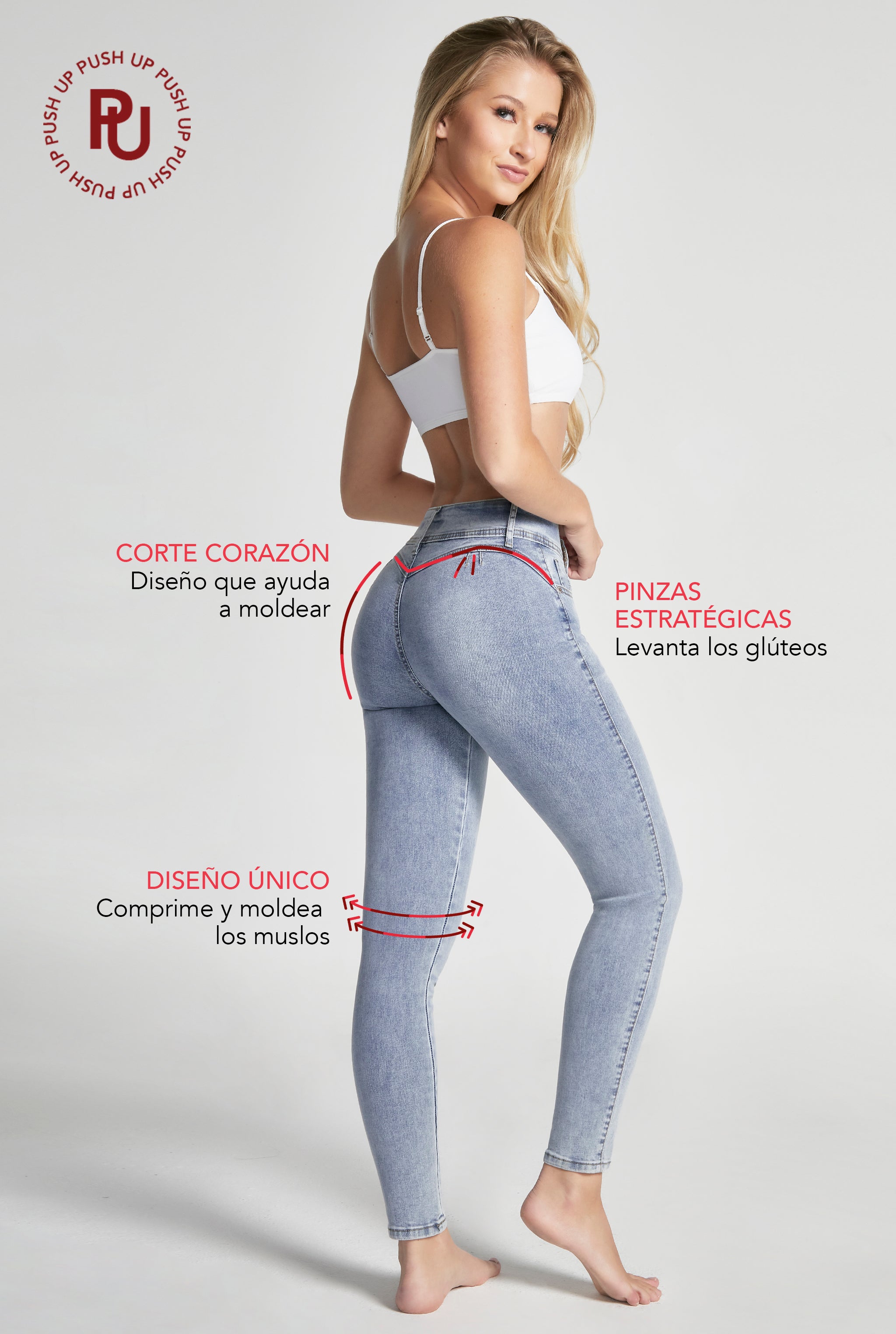 JEANS SÚPER SKINNY CINTURA ALTA PUSH UP 0118BLEAI