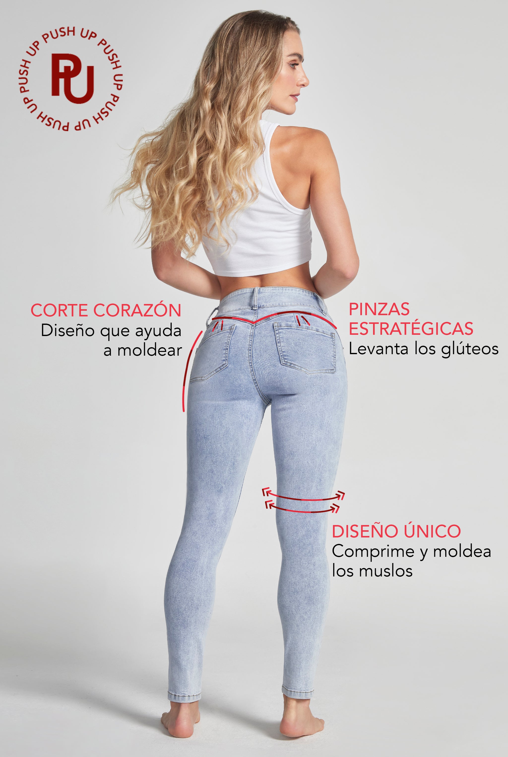 JEANS SÚPER SKINNY CINTURA MEDIA TECNOLOGÍA PUSH UP 1170STCLI